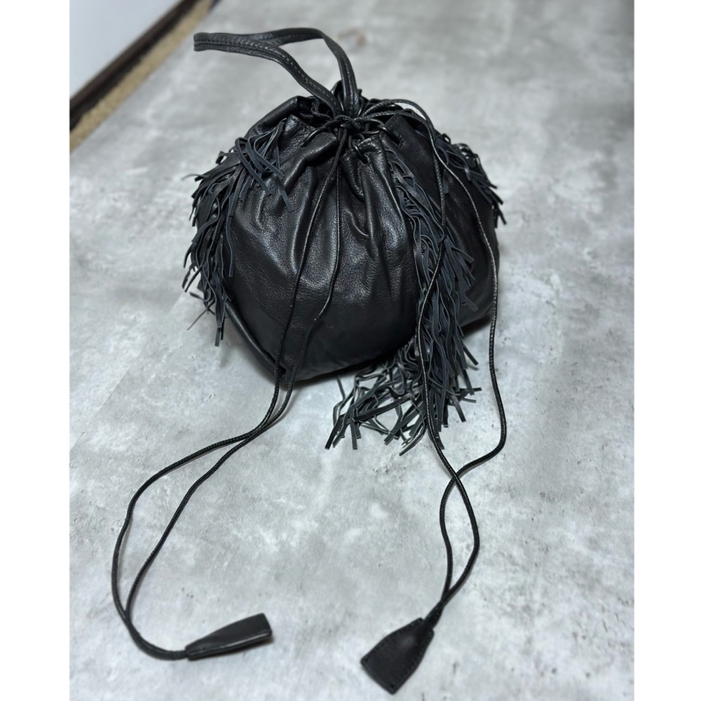 Kara Black Fringe mini Bucket Bag‎ - Picture 3 of 7